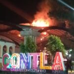 Contla sin miedo al Covid-19; organizan baile en plaza principal