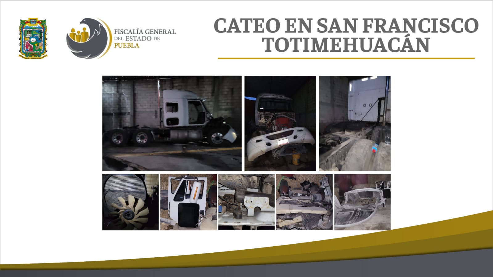 FGE recuperó en cateo tractocamión robado y autopartes