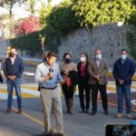 Maqueta de la ciudad de Puebla, Catedral y Fuente de San Miguel, terminan con pintas tras la marcha feminista