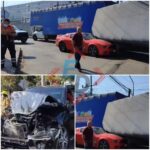 Camioneta de transporte se incendió en la federal a Atlixco a la altura del Periférico Ecológico; no hubo lesionados