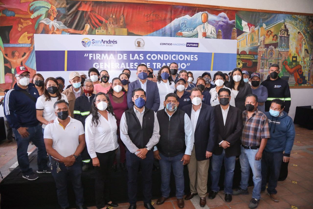 Sindicalizados del Ayuntamiento de San Andrés Cholula tendrán un aumento salarial del 4.5 por ciento: Edmundo Tlatehui
